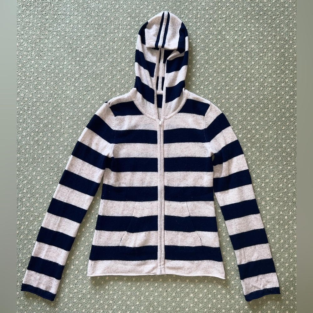 Bloomingdale’s Cashmere Striped Zip-Up Hoodie